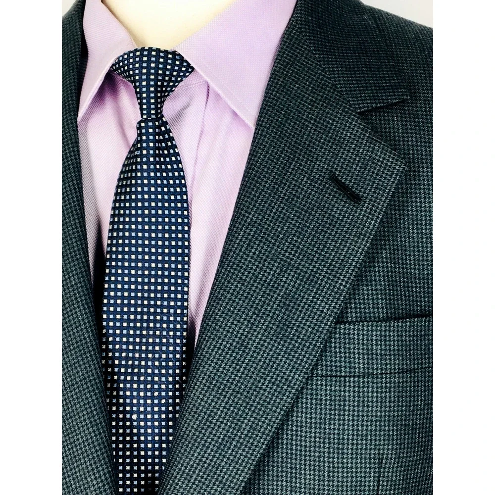 40R Brioni Italy Mens 2 Button Pure Wool Blazer Sport Coat Jacket Houndstooth